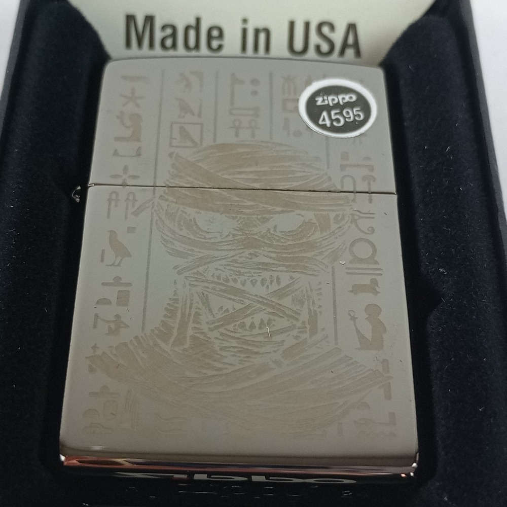 Brand New in Box Genuine Zippo Lighter Egyptian Mummy Black Ice